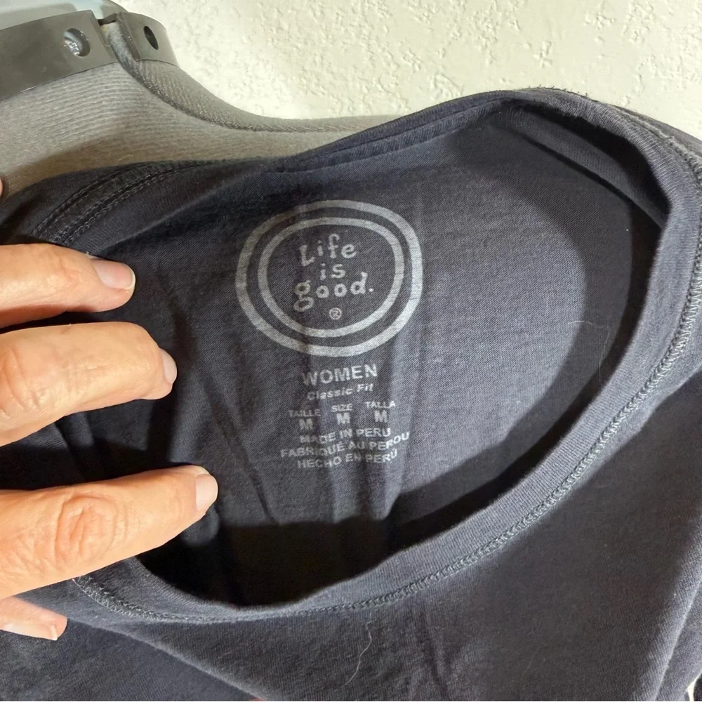 Life is Good Charcoal 'Half Full' Long Sleeve Shirt Women’s Size M 100% Cotton - Picture 2 of 5